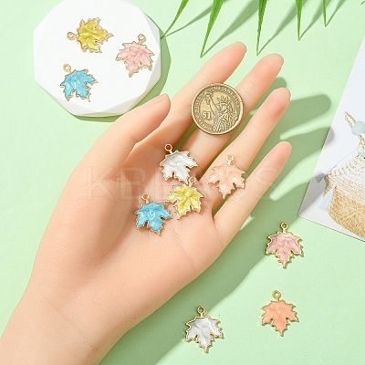 10Pcs 5 Colors Autumn Theme Zinc Alloy Pendants ENAM-YW0005-10-1
