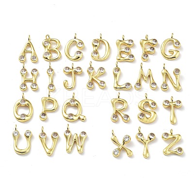 26Pcs 26 Styles Rack Plating Brass Micro Pave Cubic Zirconia Pendants KK-P247-09G-1