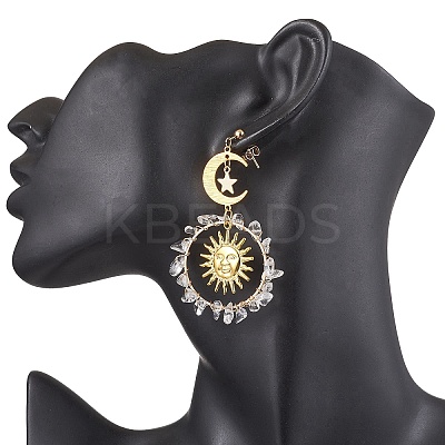 Vintage Natural Quartz Crystal Ear Studs EJEW-JE05807-03-1