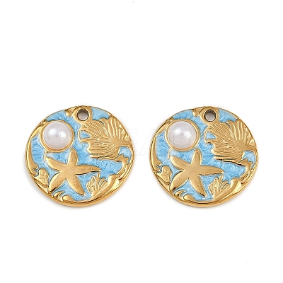 304 Stainless Steel Enamel Pendants STAS-K309-02G-1