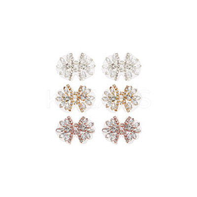 6Pcs 3 Colors Alloy with Glass Rhinestone Bowknot AJEW-NB0006-23-1