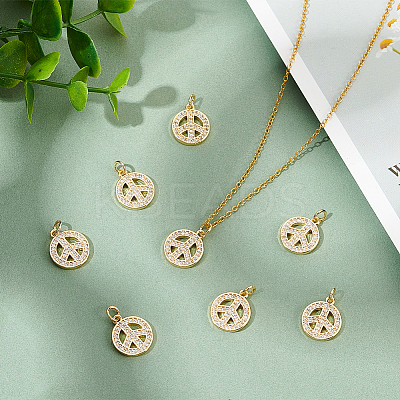 Brass Micro Pave Clear Cubic Zirconia Pendants KK-BC0013-89-1