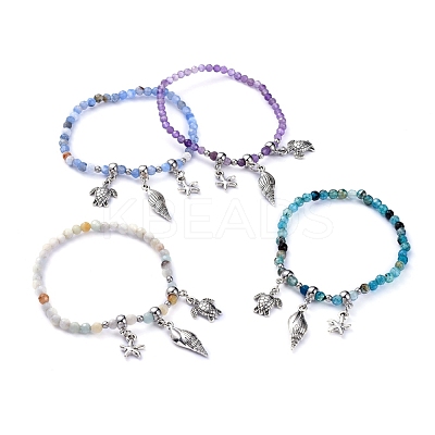 Natural Mixed Gemstone Stretch Bracelets BJEW-JB05108-1