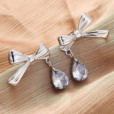 304 Stainless Steel Rhinestone Stud Earrings EJEW-Z098-09P-1