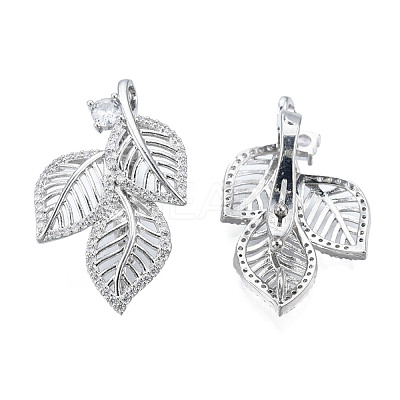 Brass Micro Pave Clear Cubic Zirconia Twister Clasps KK-N233-402P-1