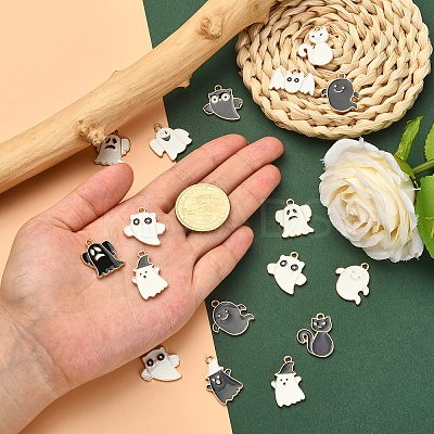 70Pcs 14 Styles Halloween Alloy Enamel Pendants ENAM-CJ0002-18-1