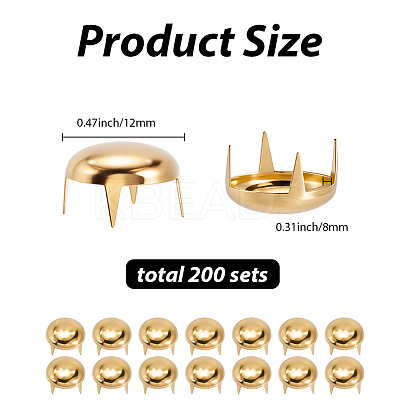 200Pcs Brass Four-Claw Rivets KK-GF0001-20G-1