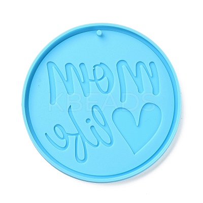 DIY Mother's Day Theme Flat Round Pendant Silicone Molds LS-SIMO-H010-02C-1