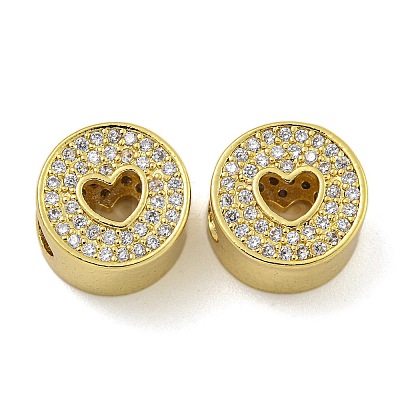 Rack Plating Brass Micro Pave Cubic Zirconia Beads KK-I718-36G-1