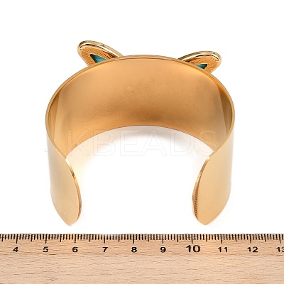 304 Stainless Steel Acrylic Cuff Bangles for Women BJEW-A049-05G-02-1