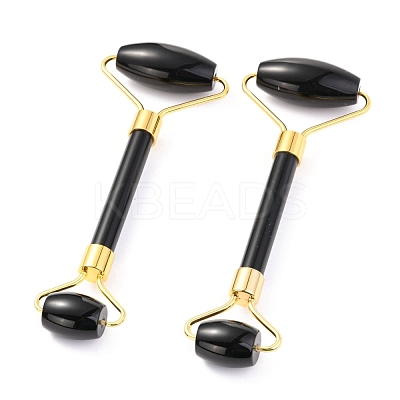 Natural Obsidian Brass Face Massager MRMJ-G009-53G-1