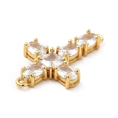 Eco-Friendly Rack Plating Brass Pave Clear Cubic Zirconia Connector Charms KK-F847-02G-1