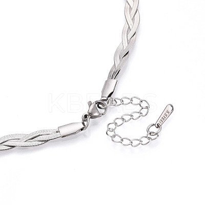 5MM 304 Stainless Steel Braided Herringbone Chain Necklaces NJEW-N058-04P-1