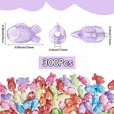 300Pcs Fish Craft Style Acrylic Beads SACR-SP0001-28-1