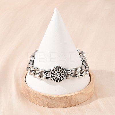 Stainless Steel Flat Round with Sun Symbol Bracelets BJEW-D379-08ASP-1