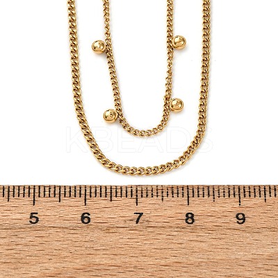 304 Stainless Steel Satellite Chain Double Layered Necklaces for Women NJEW-K296-03G-1