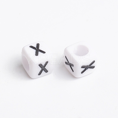 Acrylic Horizontal Hole Letter Beads PL37C9308-X-1