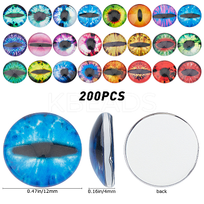 200Pcs Half Round/Dome Dragon Eye Printed Glass Cabochons GGLA-SC0001-55-1