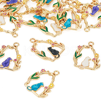 16Pcs 4 Colors Alloy Enamel Pendants ENAM-TA0002-44-1