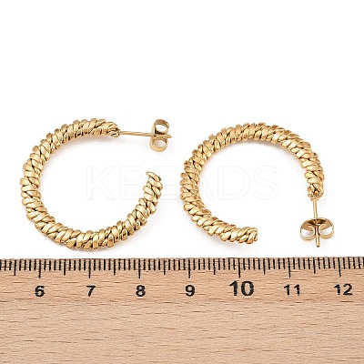 304 Stainless Steel Woven C-Shaped Stud Earrings EJEW-P324-07G-1
