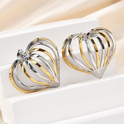 304 Stainless Steel Two Tone Stud Earrings EJEW-D319-01GP-1
