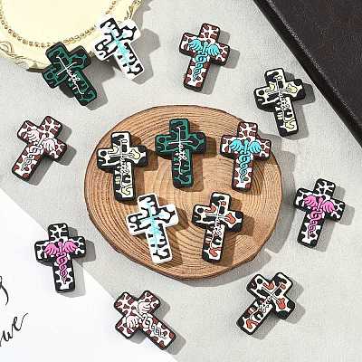 14Pcs 7 Styles Silicone Focal Beads SIL-CJ0002-91-1