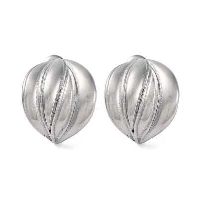 Non-Tarnish 304 Stainless Steel Curved Leaf Stud Earrings for Women EJEW-K244-25P-1-1