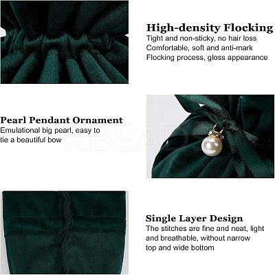 Velvet Jewelry Bags with Drawstring & Plastic Imitation Pearl TP-NB0001-20B-1