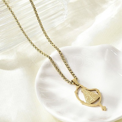 201 Stainless Steel Nossa Senhora Aparecida Virgin Pendant Box Chain Necklaces NJEW-H055-07G-1