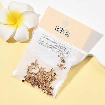 SHEGRACE Brass Pave Cubic Zirconia Star Connector Charms XGRQ2O351-441B-G-1