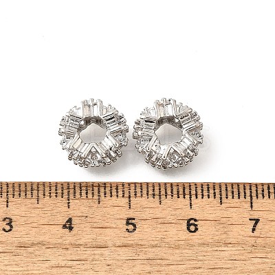 Flower Brass Micro Pave Cubic Zirconia European Beads KK-V008-19P-03-1