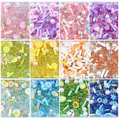 144G 12 Colors Handmade Polymer Clay Cabochons and Plastic Beads for DIY Jewelry Making Findings CLAY-FS0001-47-1