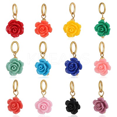 12Pcs 304 Stainless Steel Resin Charms STAS-OY009-84G-1