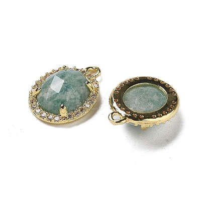 Natural Amazonite Faceted Oval Pendants G-I375-02G-03-1