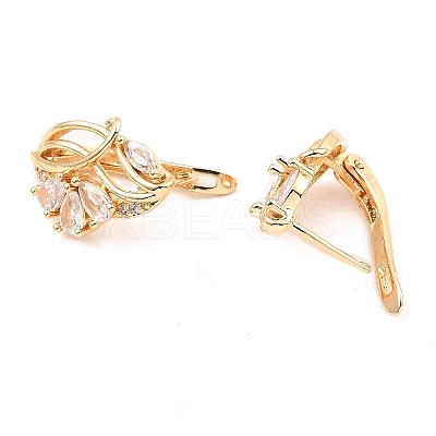 Brass with Cubic Zirconia Hoop Earrings EJEW-D078-43G-1