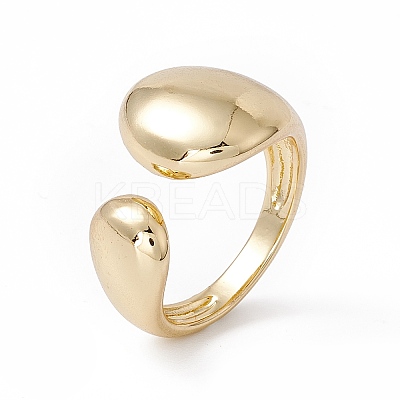 Rack Plating Brass Teardrop Open Cuff Ring for Women RJEW-B043-17-1
