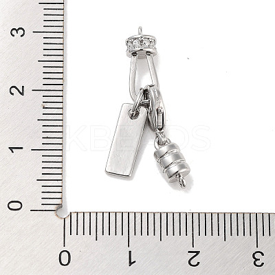 Brass Micro Pave Clear Cubic Zirconia Clasps KK-C051-52P-1