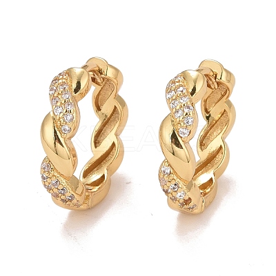 Clear Cubic Zirconia Twisted Rope Shape Hoop Earrings EJEW-C022-12G-1