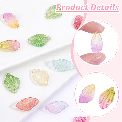 140Pcs 14 Color Autumn Theme Two Tone Spray Painted Glass Pendants GLAA-GA0001-84-1