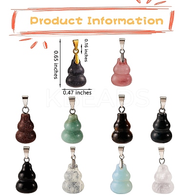 10Pcs 10 Style Natural & Synthetic Gemstone Pendants G-SZ0001-85-1