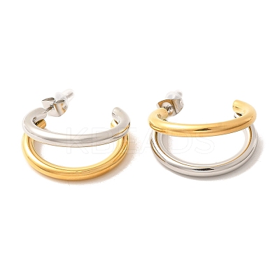 304 Stainless Steel Two Tone Stud Earrings EJEW-F355-05GP-02-1
