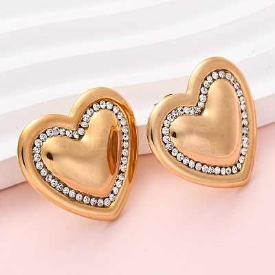 304 Stainless Steel Rhinestone Stud Earrings EJEW-K311-02G-1