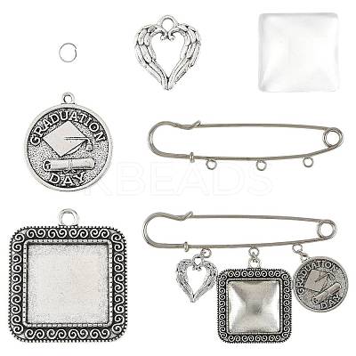 DIY Square Alloy Commemorative Photo Pendants Making Kits DIY-FS0009-22-1