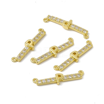 Rack Plating Brass Micro Pave Clear Cubic Zirconia Connector Charms KK-C007-37G-P-1