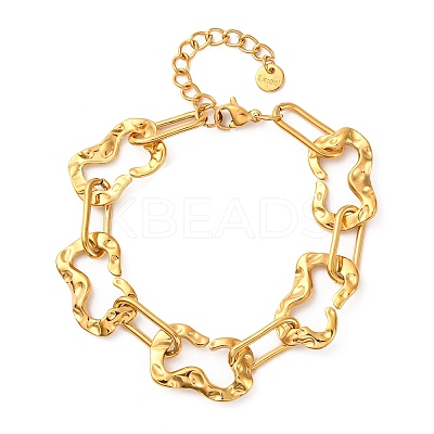 304 Stainless Steel Oval Link Chain Bracelets for Women BJEW-S173-02B-G-1