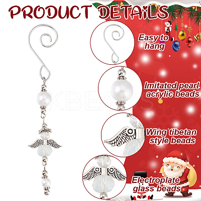 12Pcs 2 Styles Angel Glass & Alloy Pendant Decoration HJEW-GO00047-1