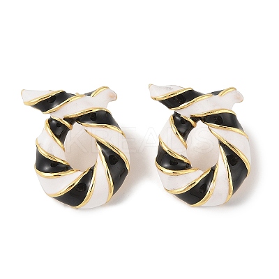 Brass with Enamel Twist Stud Earrings for Women EJEW-Q389-02G-02-1