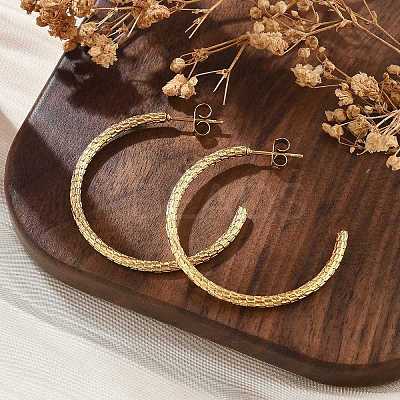 304 Stainless Steel Twist C-Shaped Stud Earrings EJEW-R017-03G-04-1