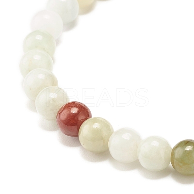 Natural Jadeite & Lava Rock Round Beaded Stretch Bracelet BJEW-JB07572-02-1
