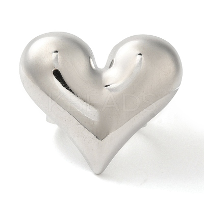 Non-Tarnish 304 Stainless Steel Heart Open Cuff Rings for Women RJEW-Z053-06P-1